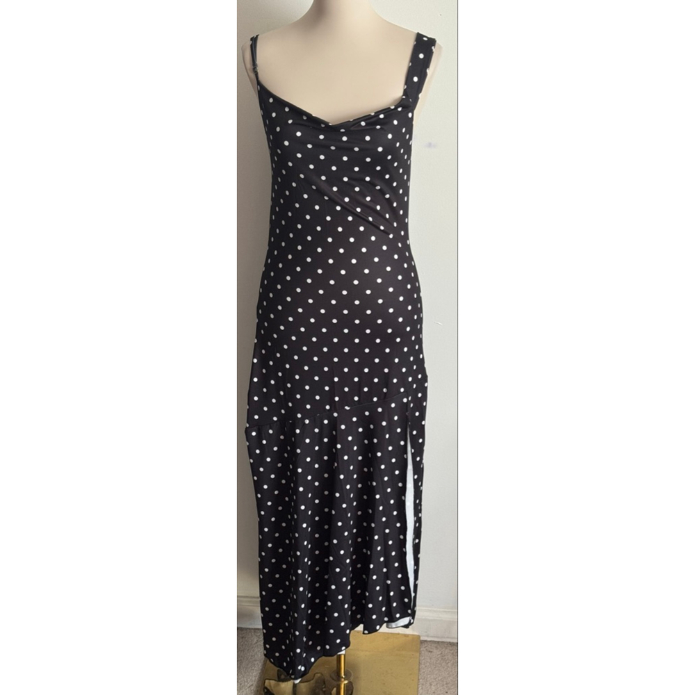 Women's Unbranded Black White Polka Dot Maxi Dress M